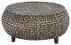 Gallerie Decor Bali Breeze Low Round Transitional Wood Accent Table in Silver