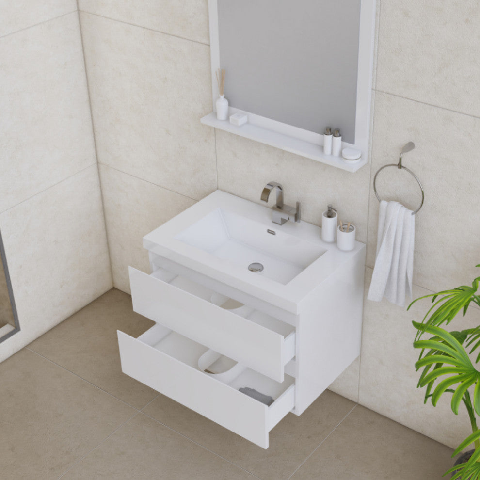 Paterno 30" Wall Mounted Bathroom Vanity With Sink, White