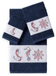 100% Turkish Cotton Easton 3-Piece Embellished Towel Set, Midnight Blue