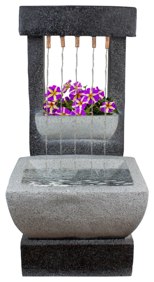 26" LED Lighted Rainfall Outdoor Water Fountain with Planter
