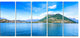 "Lugano Lake Ticino Panorama" Seashore Canvas Art, 5 Panels, 60"x28"