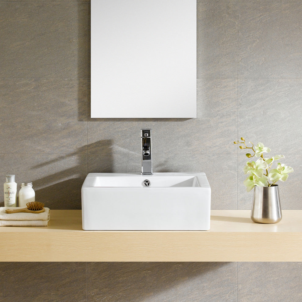 Fine Fixtures Square Vessel Sink Vitreous China With Overflow