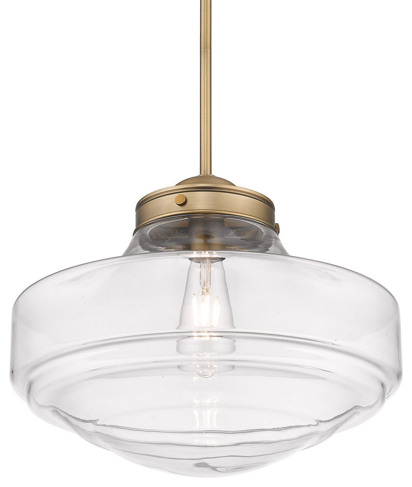 Golden Lighting 0508-L Ingalls 16"W Pendant - Modern Brass / Vintage Milk Glass