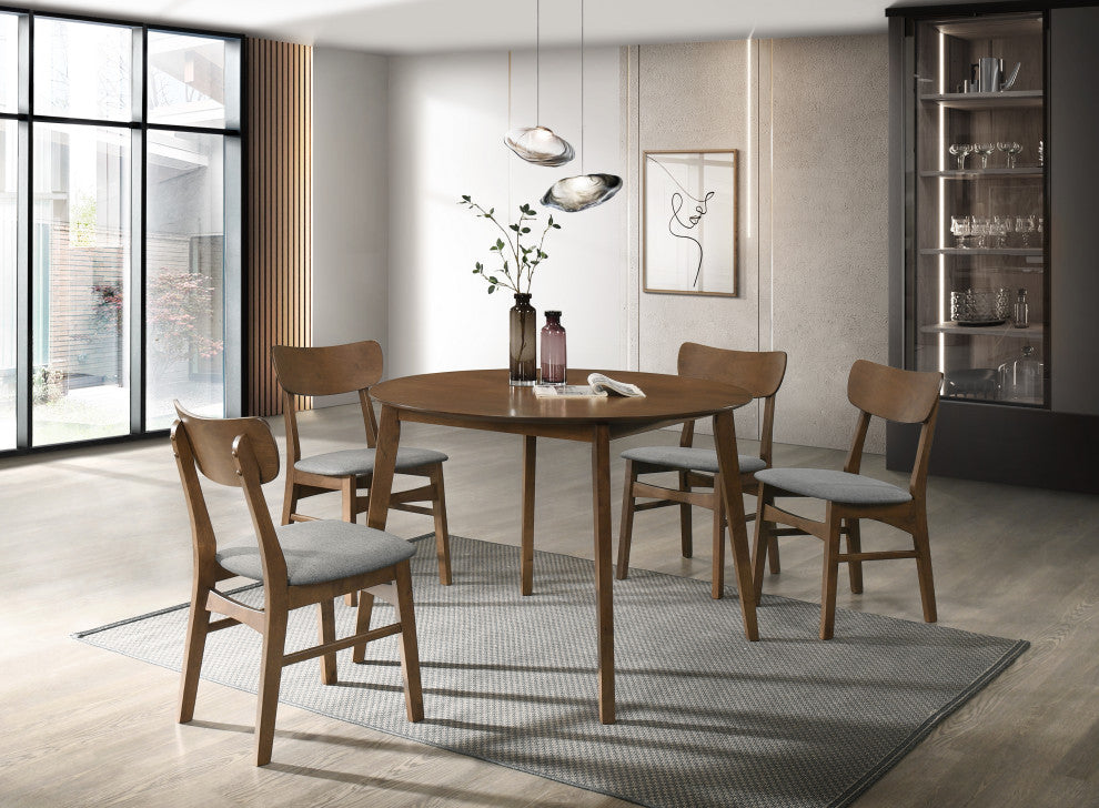 Modrest Castillo Modern Walnut Round Dining Table