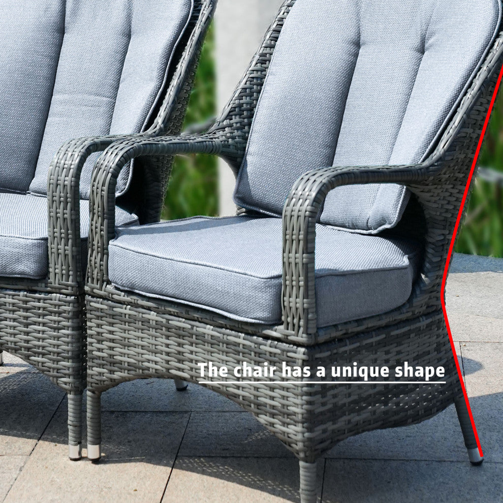 Patio Propane Fire Pit Table with Cushioned Wicker Chairs, Square