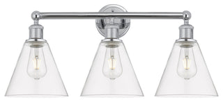 Berkshire 3-Light 26" Bath Vanity Light, Polished Chrome Finish, Clear Shade