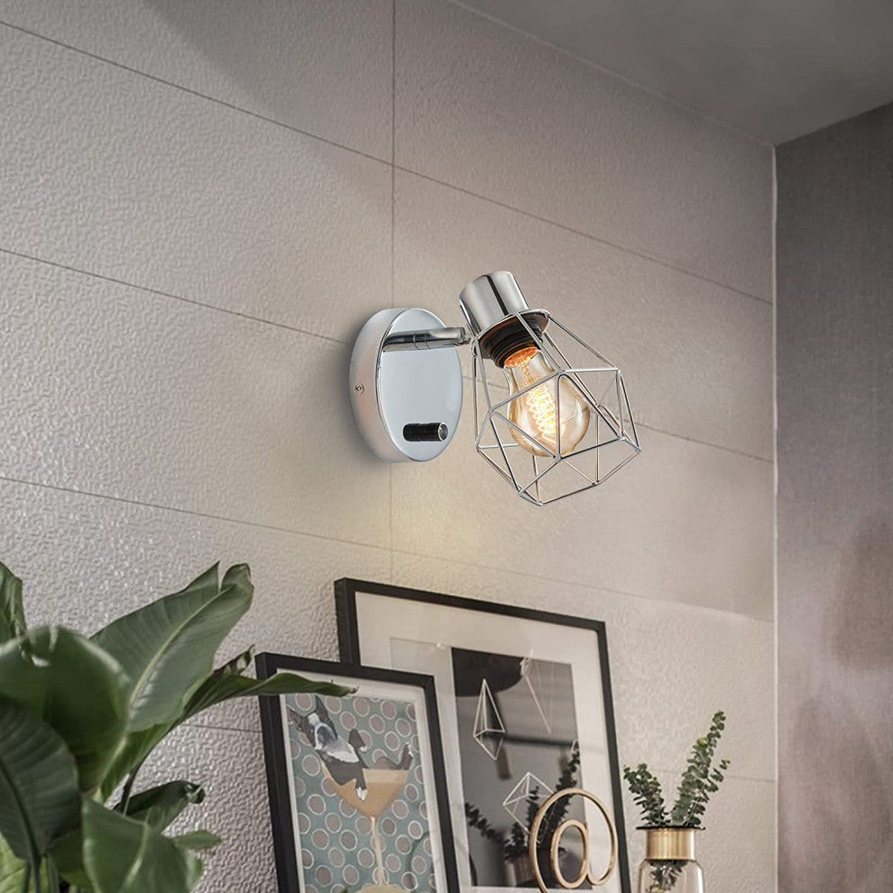 Black Wall Lights Industrial Farmhouse Adjustable Head Vintage Cage Wall Mount