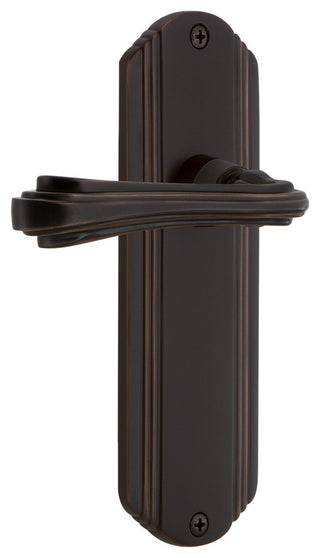 Deco Plate With Fleur Lever, Satin Nickel, Right-Handed