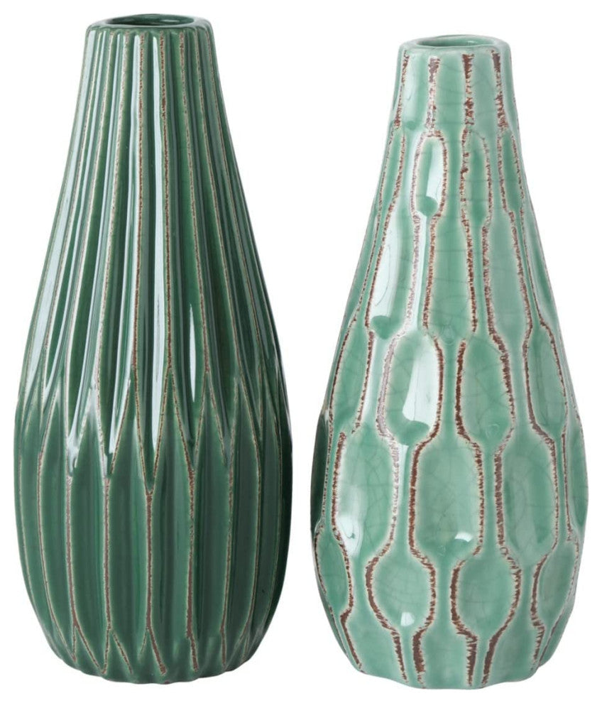 Geometric Green Vases