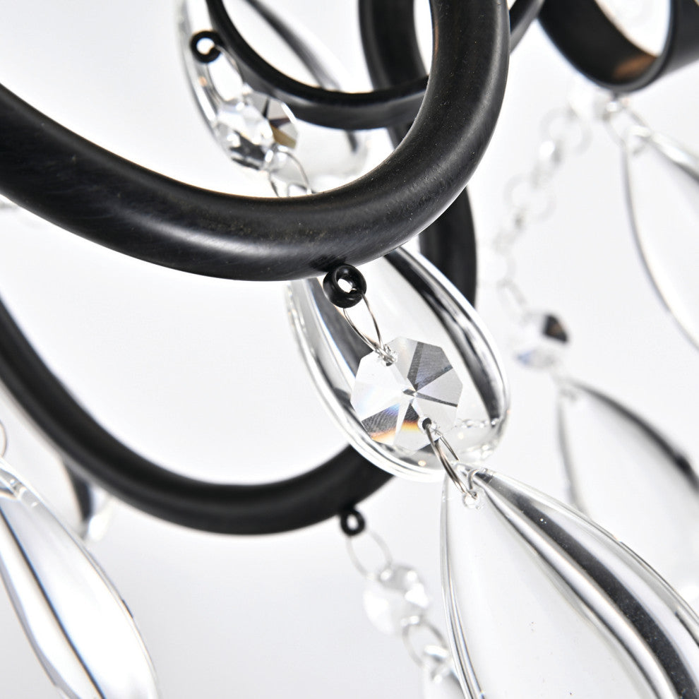 Amorette 5-Light Antique Black Candle Style Crystal Chandelier Fixture Glam