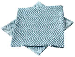 Chevron Jacquard Valance and Pillow Shell Sets , Blue, 20" X 20" / 56" X 19"