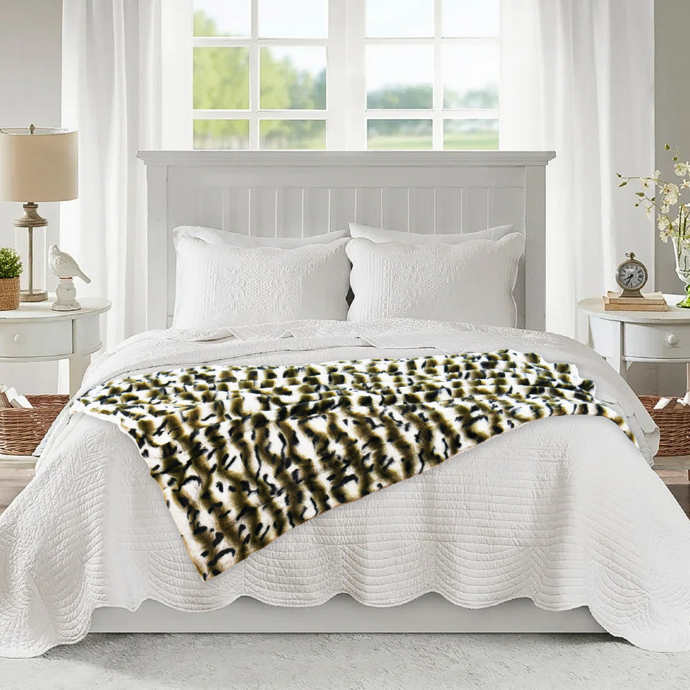 Elite Faux Fur Throw Blanket With Sherpa Backing, Amara, 50" X 60"