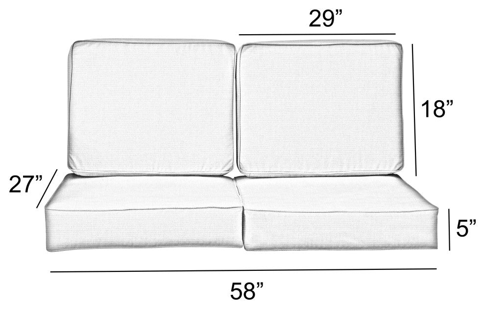 Sorra Home Preview Lagoon Deep Seating Loveseat Cushion Set, 27"x29"x5"