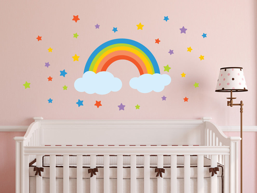 Rainbow Fabric Wall Decals With Stars