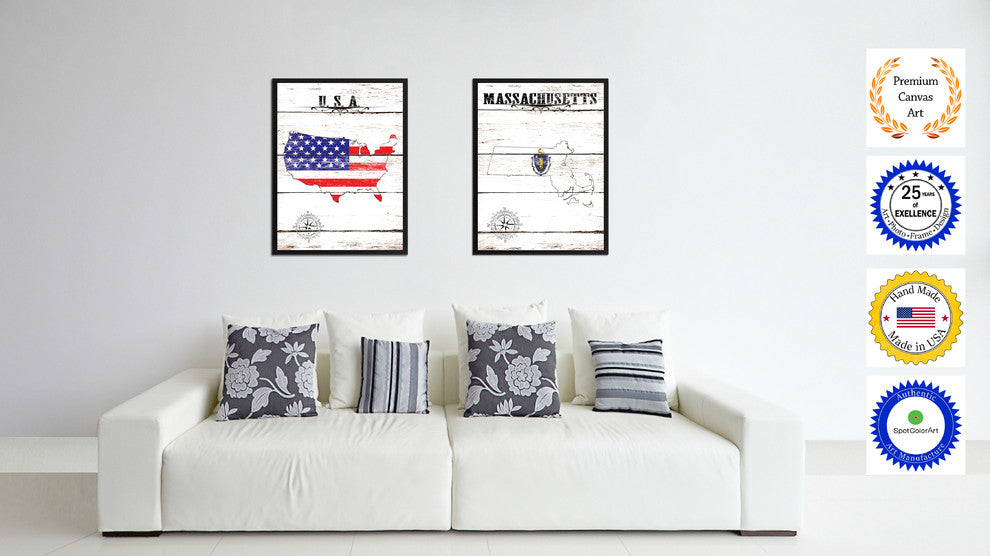 Massachusetts State Flag Canvas, 22"x29"