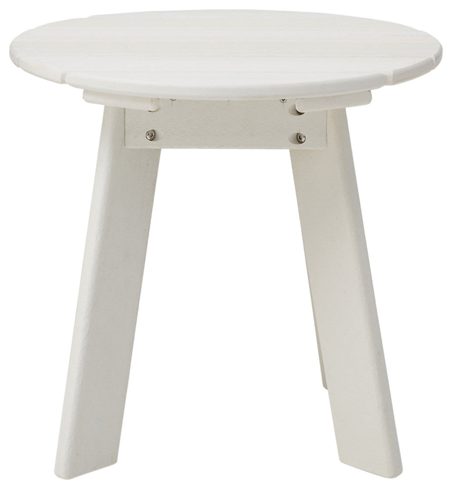 20"D Outdoor Patio HDPE Round Side Table, White