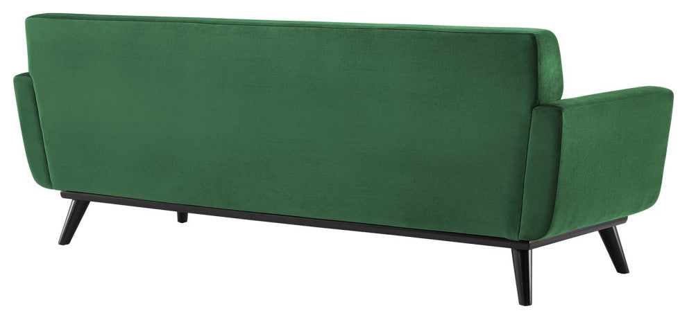 Engage Channel Tufted Performance Velvet Sofa Emerald