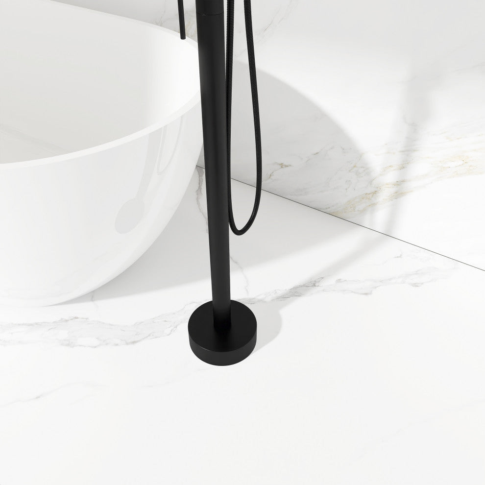 Freestanding Double Handle Clawfoot Tub Faucet, Matte Black
