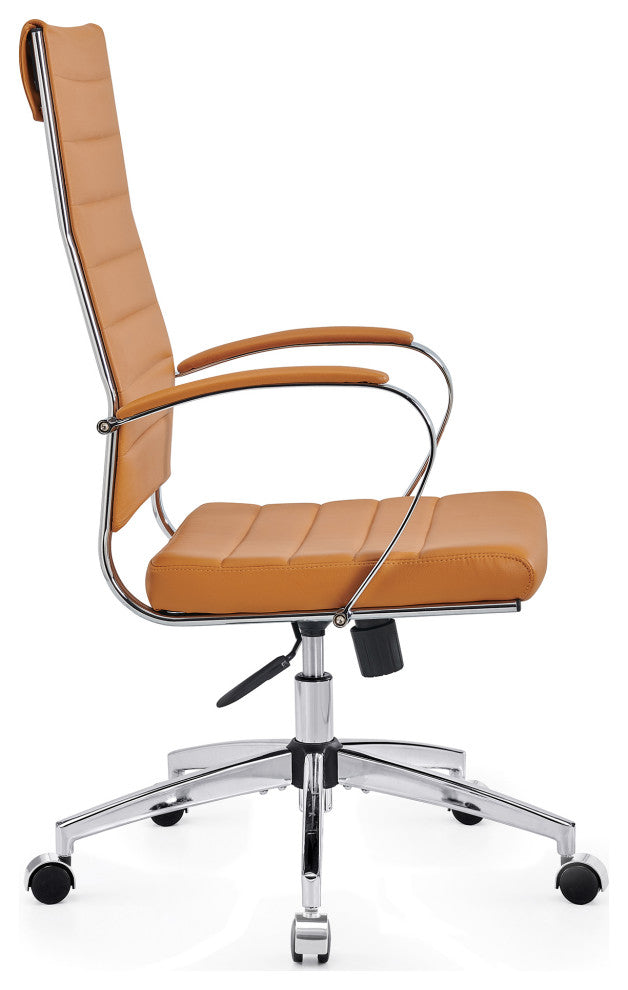 LUXMOD High Back Adjustable Swivel Computer Chair, Tan