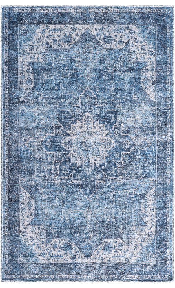 Nourison Nourison Washables 3' x 5' Blue Vintage Indoor Rug