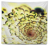 Green Light Fractal Flower Pattern Abstract Wall Tapestry, 39"x32"