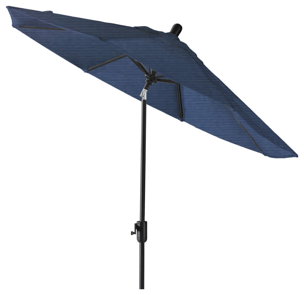 9' Round Push Tilt Market Umbrella, Navy, Black Pole
