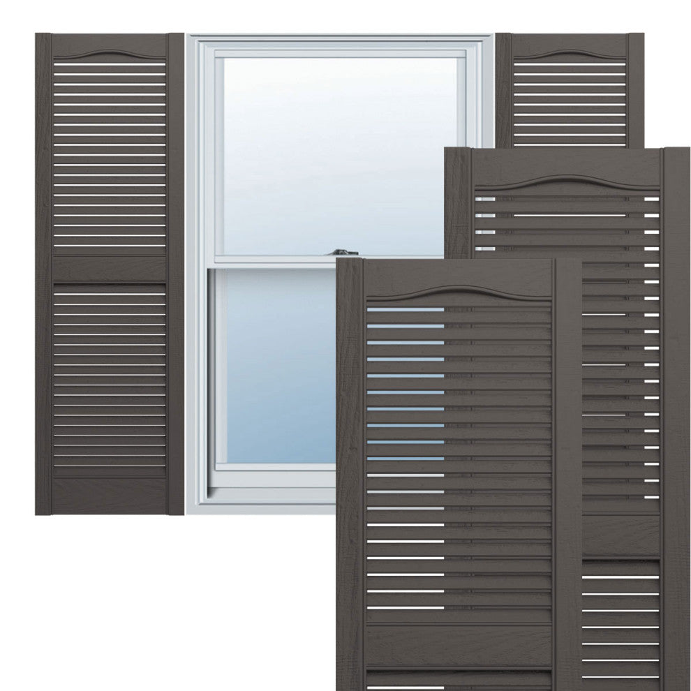 Standard Cathedral 2-Equal Louver Shutters, Musket Brown, 12"Wx48"H