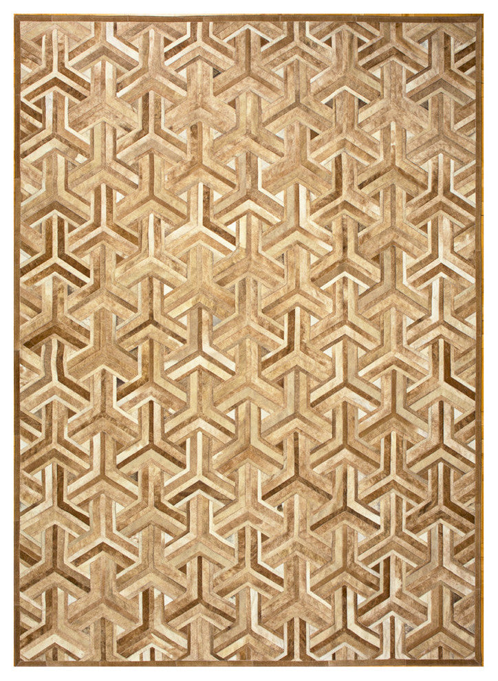 Cowhide Patchwork Rug, Nemesis, Taupe, 6'x9'