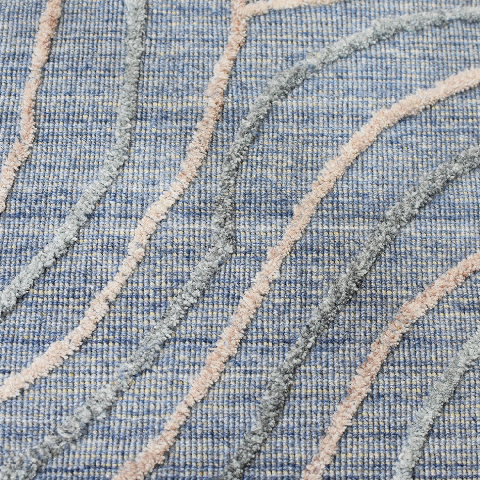 HAND WOVEN FLAT WEAVE KILIM POLYESTER RUGS -Rectangle,Blue Multicolor,Abstract, [Rectangle] 5'x8'