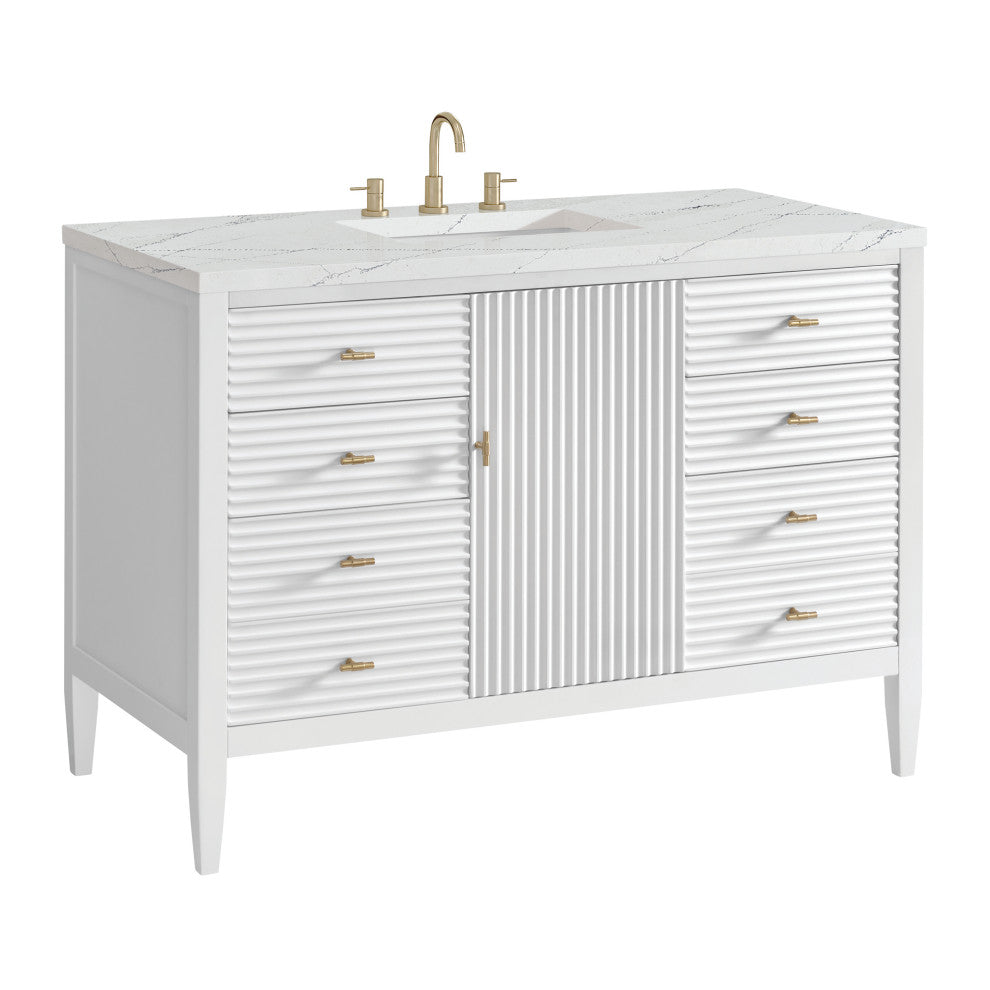 Myrrin 48" Vanity, Bright White, 3 CM Ethereal Noctis Top