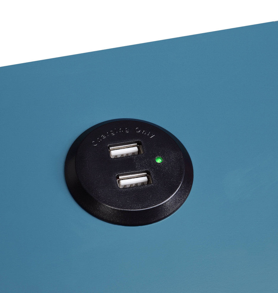 Byzad Side Table With USB Charging Dock, Teal