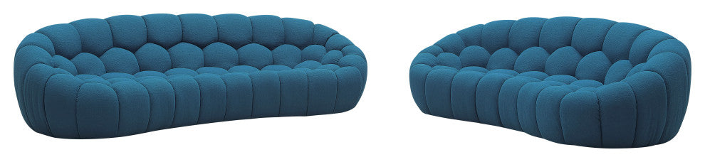 Divani Casa Yolonda Modern Curved Dark Teal Fabric Sofa