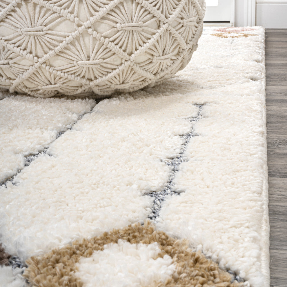 Pia Moroccan Trellis Plush Carved Multi/Cream 4'x6' Area Rug