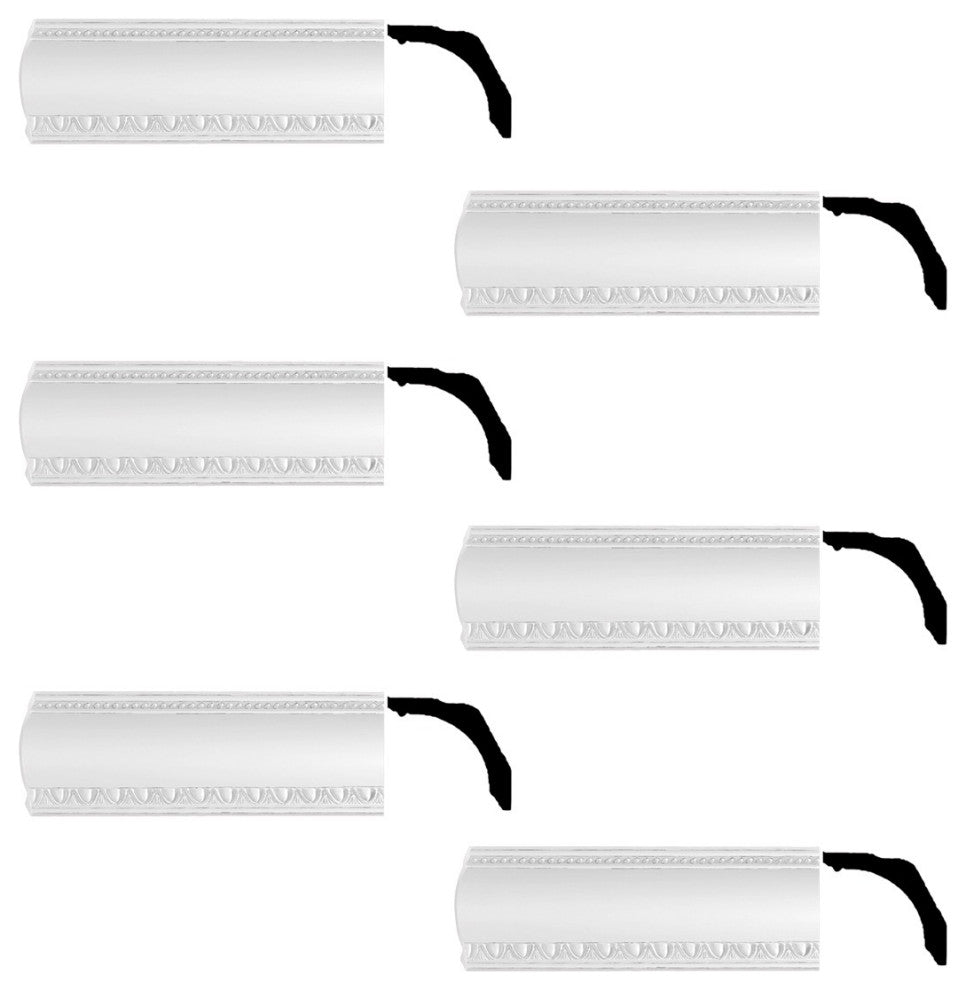 Cornice White Urethane Gwendolyn Ornate Design 6 Pieces Totaling 472.5" Length