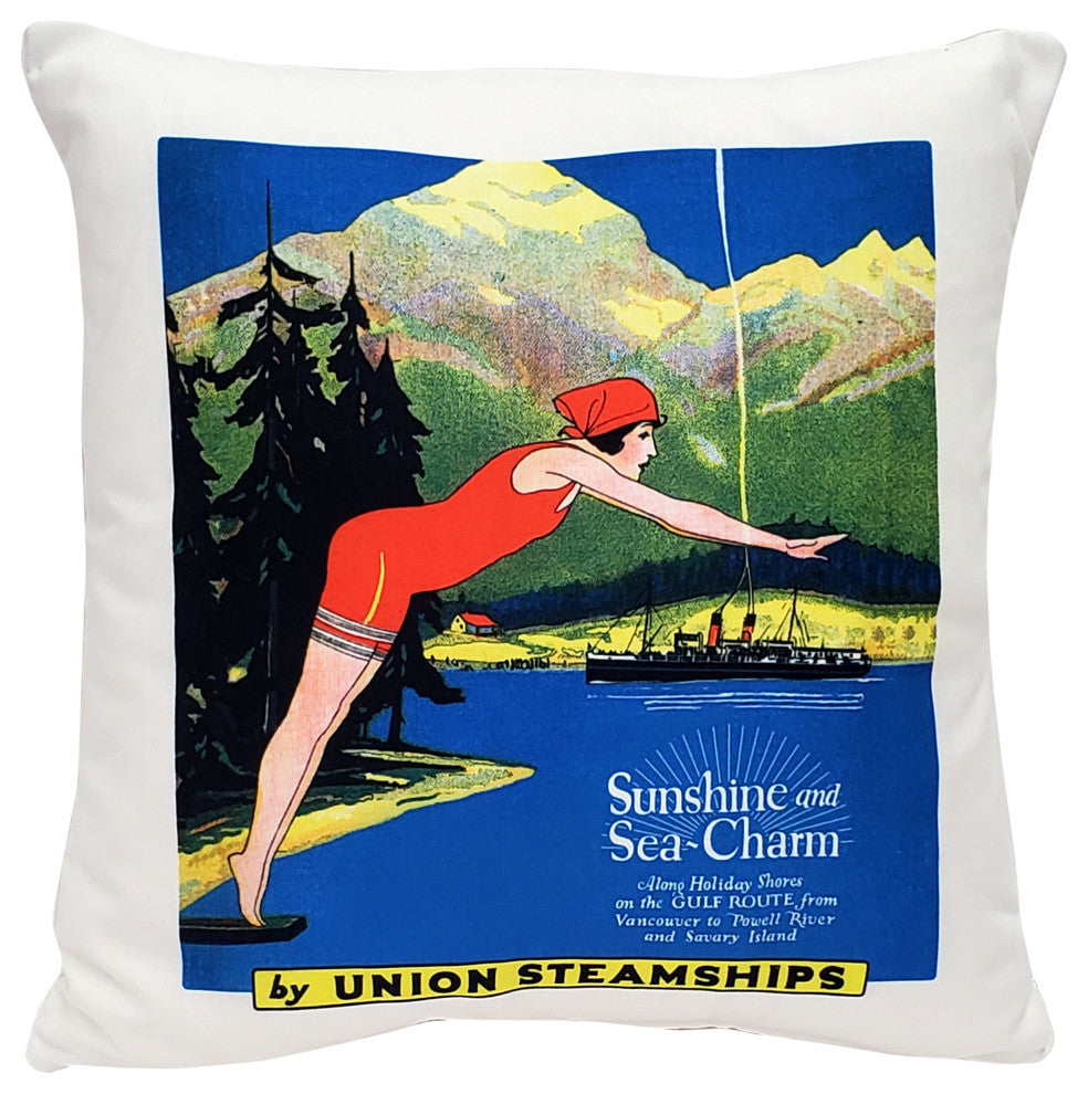Sunshine and Sea-Charm Throw Pillow 20"x20", With Polyfill Insert