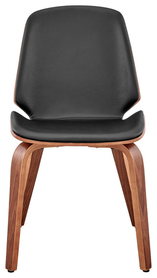 Brinley Black Faux Leather and Walnut Wood Dining Room Accent Chair