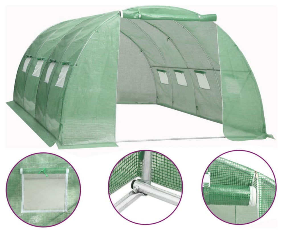 vidaXL Greenhouse 172.2 ft? 13.1'x13.1'x6.6'
