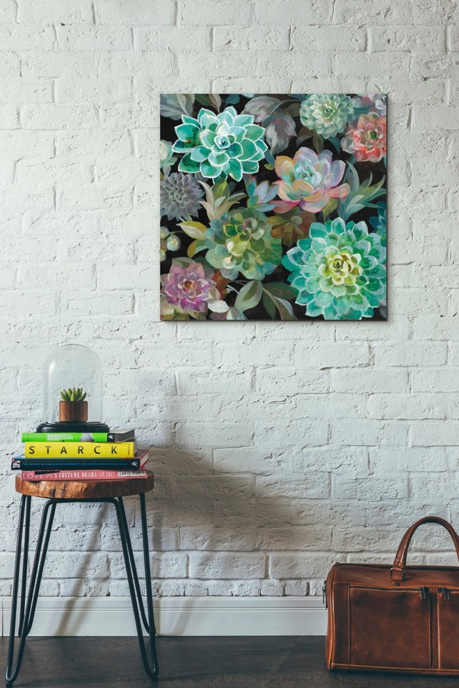 Epic Graffiti "Floral Succulents v2 Crop" by Danhui Nai Giclee Canvas, 26"x26"