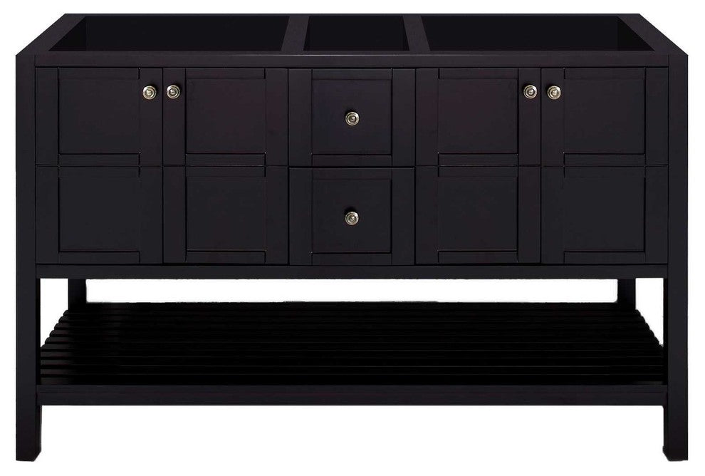 Winterfell 60" Double Bathroom Vanity Cabinet, Espresso