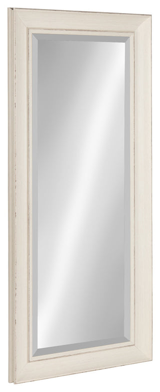 Macon Framed Wall Panel Beveled Mirror, 16x36, Distressed Soft White