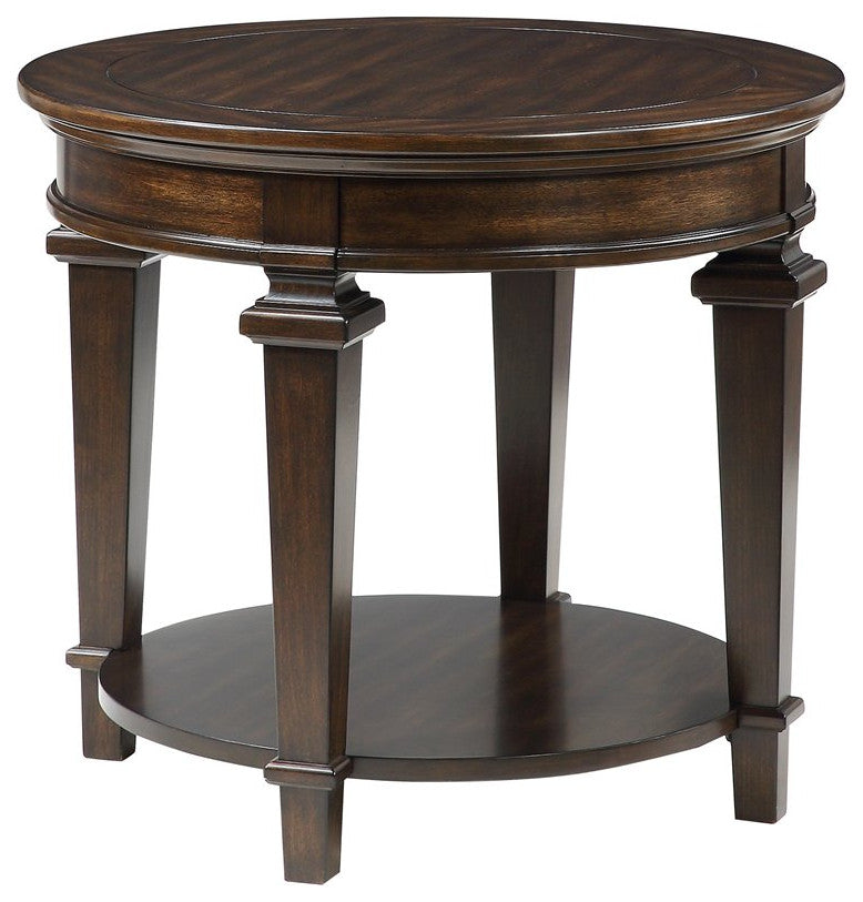 Lexicon Tobias 28" Round Traditional Wooden End Table in Espresso