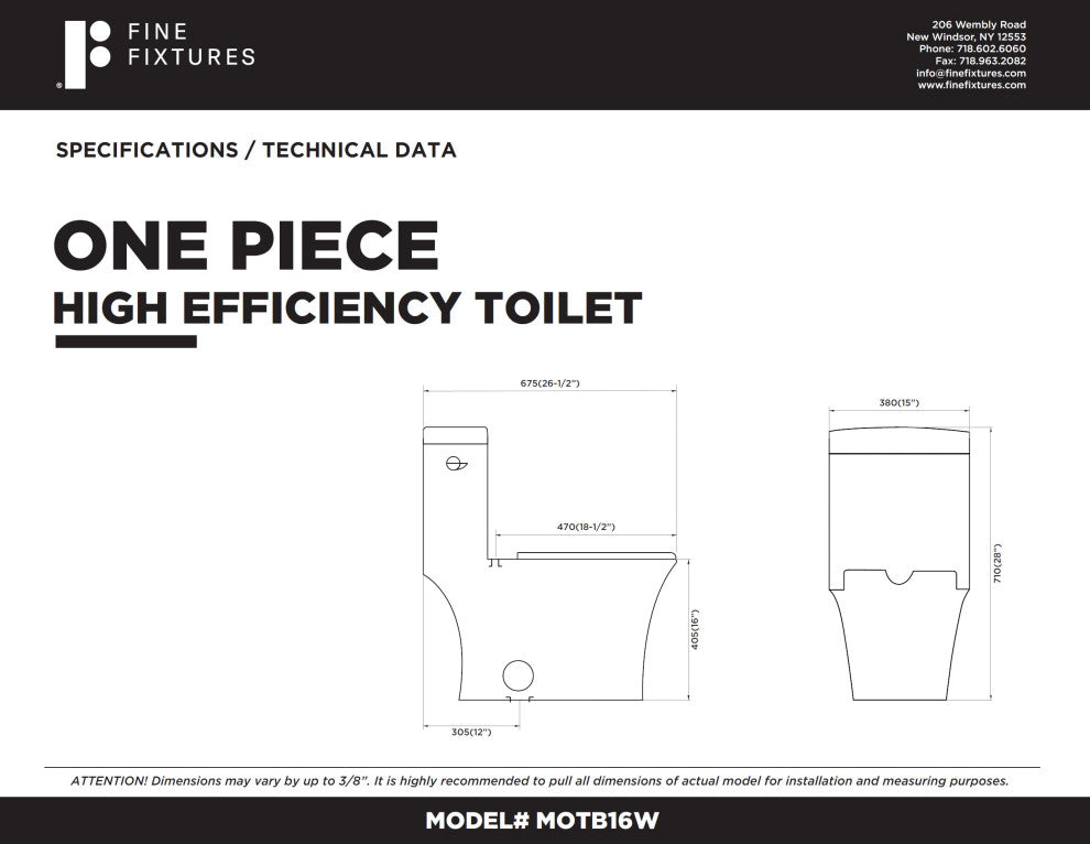 Fine Fixtures Dual-Flush Elongated One-Piece Toilet