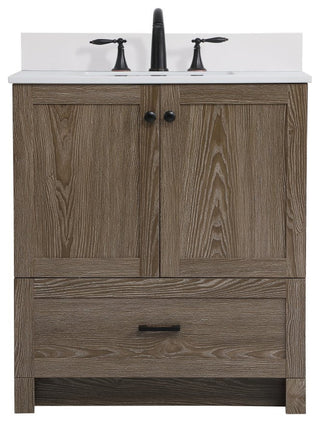 Home Living 30" Single Bathroom Vanity, Weathered Oak With Backsplash