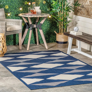 Nuloom Mickey Geometric Indoor/Outdoor Contemporary Area Rug, Navy 4'x6'