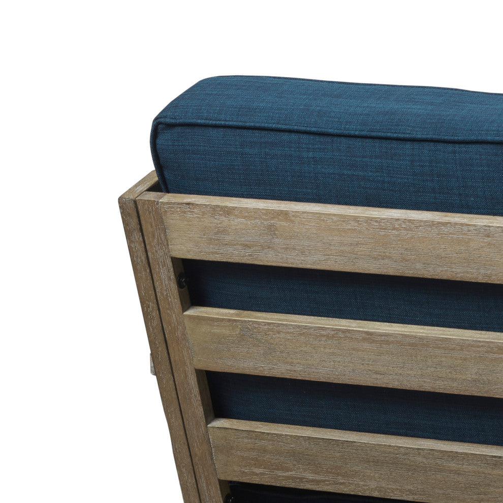 INK+IVY Malibu Reclaimed Wood Farmhouse Accent Chair, Navy Blue