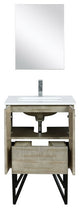 Lancy Modern 24" Rustic Acacia Square Sink Bathroom Vanity Set, Monte Chrome Fau
