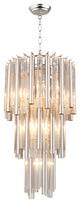 Helena 3-Tier Glass Pendant with Nickel-Clad Cast Iron Frame in Silver