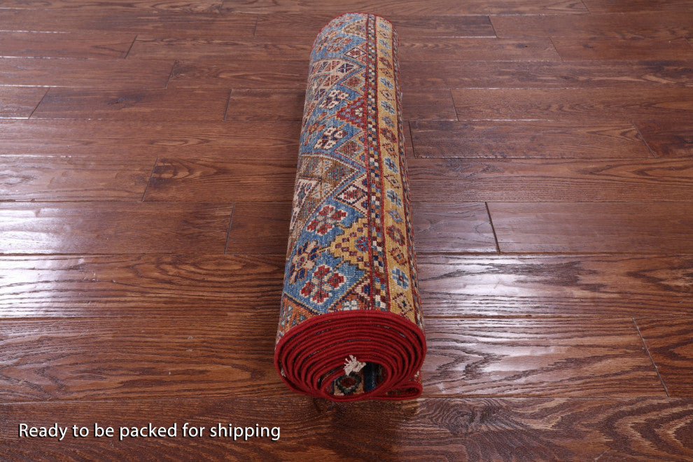 Runner Khorjin Super Kazak Hand-Knotted Wool Rug 2' 7" X 10' 3" Q11000