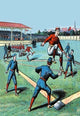 Celebratory Leap at First Base - Gallery Wrapped Canvas Art 28" x 42"