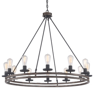 12-Light Candle Style Wagon Wheel Chandelier